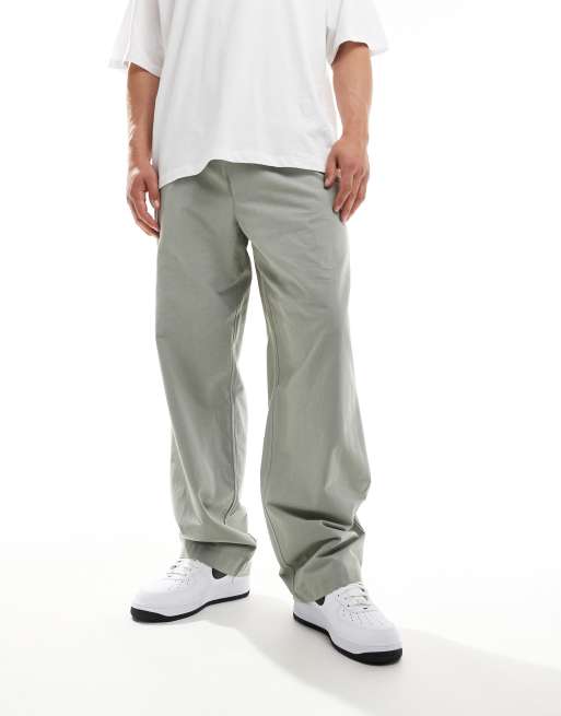 ASOS DESIGN - Baggy broek met linnenlook in saliegroen