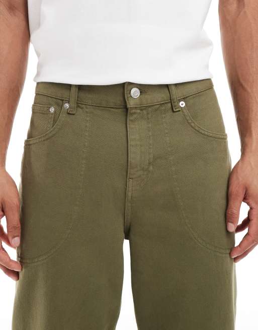 ASOS DESIGN - Baggy broek met naaddetail in kaki, 5 van 5