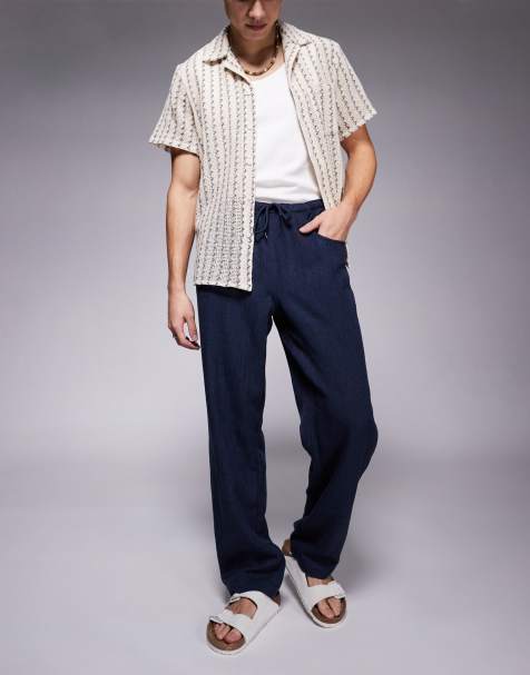 ASOS DESIGN - Baggy broek met trekkoord in marineblauw - view 1