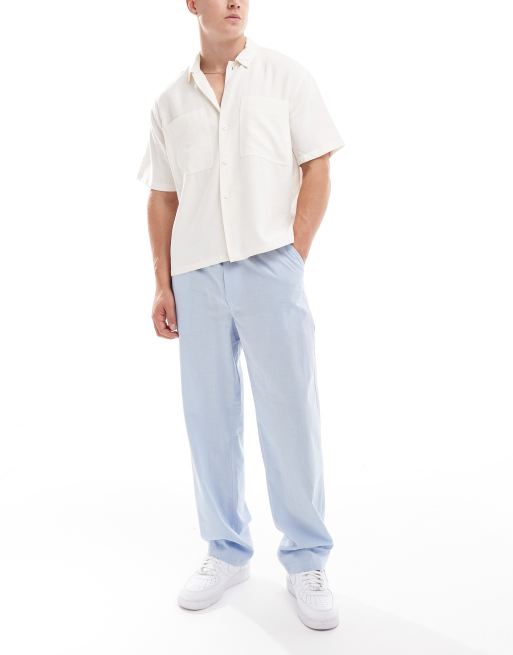 ASOS DESIGN - Baggy broek van slubkatoen in blauw, deel van co-ord set