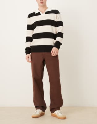Asos Design Baggy Brown Twill Pants In Brown