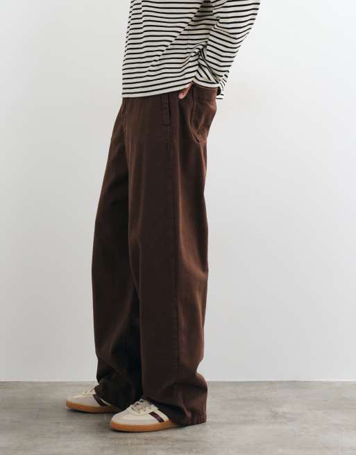 ASOS DESIGN baggy bukser i brun twill, 3 af 5