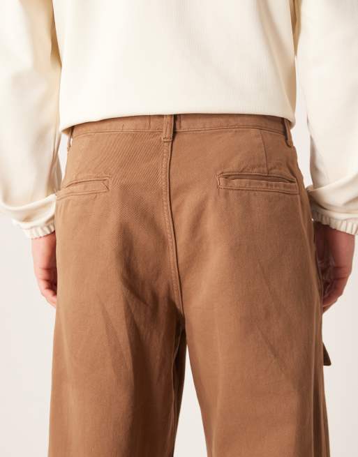 ASOS DESIGN baggy cargo pants in brown