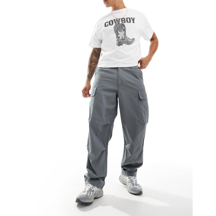 ★OY★UNBALANCE CARGO POCKET RIP PANTS-CHARCOAL GREY★正規品 GUESS Originals Ripstop Cargo Pants | GUESS