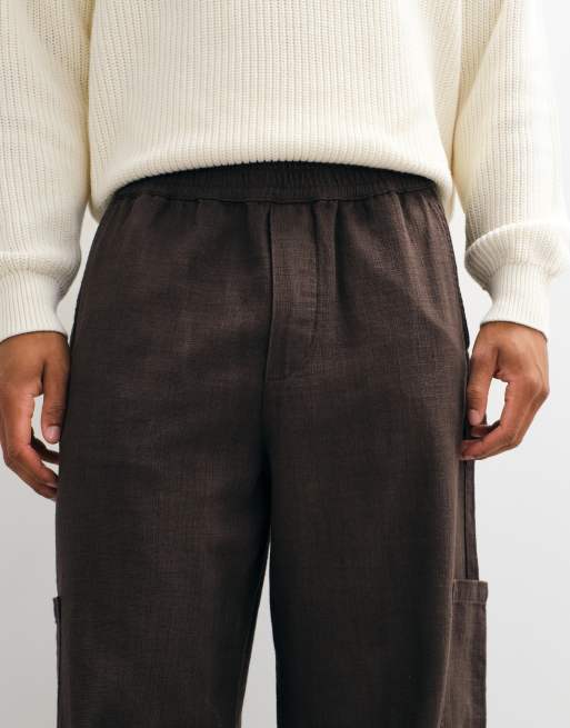 ASOS DESIGN baggy cargo pants in cream, 4 of 5