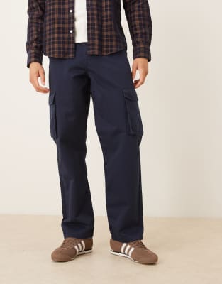 Asos Design Baggy Cargo Pants In Blue