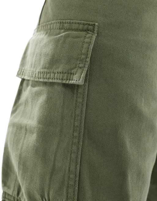 ASOS DESIGN baggy cargo pants with knee pleats in khaki , 3 of 5