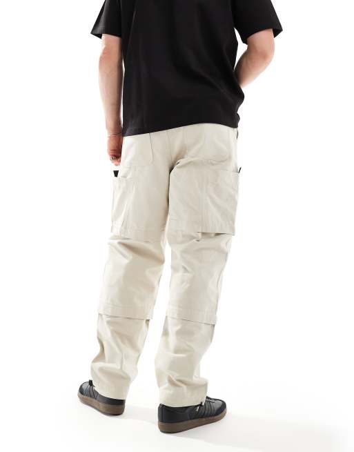 ASOS DESIGN baggy cargo pants with patch in stone, 2 of 5