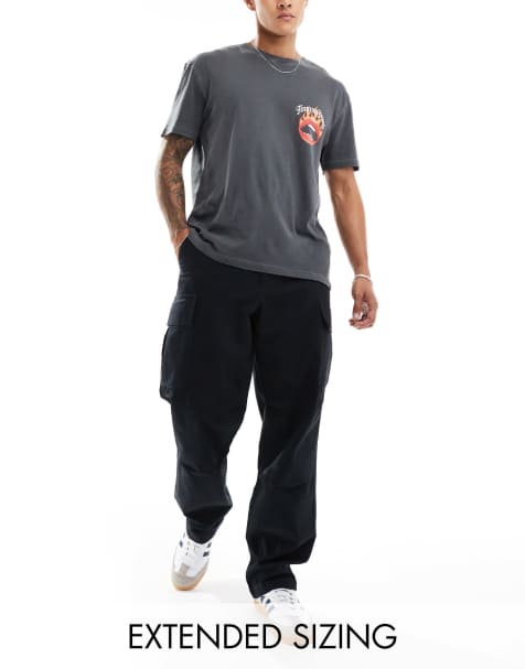 ASOS DESIGN baggy cargo trouser in black - view 1
