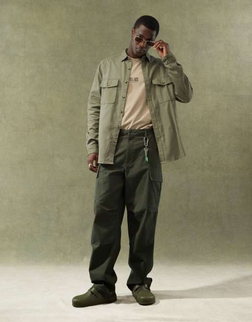 ASOS DESIGN baggy cargo pants in dark green