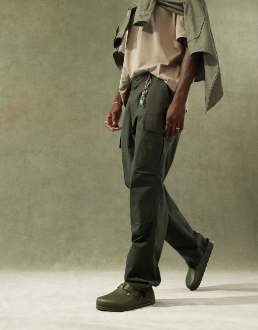 ASOS DESIGN baggy cargo pants in dark green