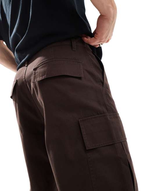 ASOS DESIGN baggy cargo trousers in brown, 4 of 5