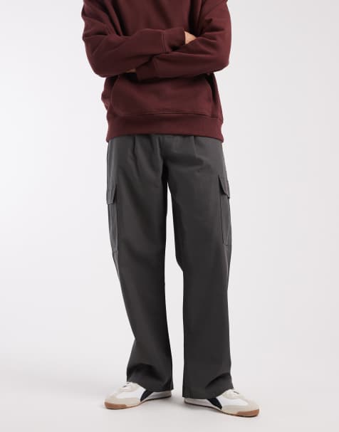 ASOS DESIGN baggy cargo trousers in grey