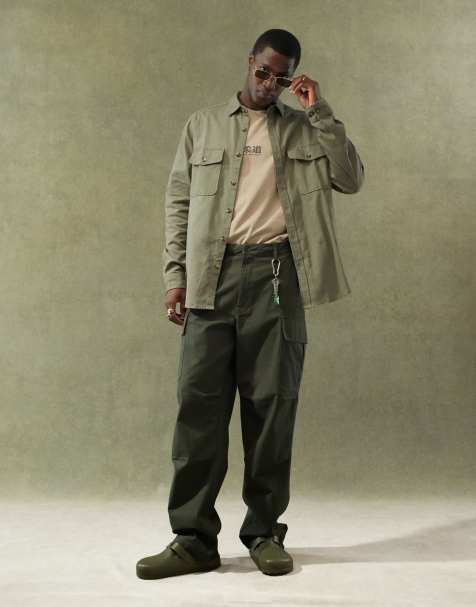 ASOS DESIGN - Baggy cargobroek in donkergroen - view 1