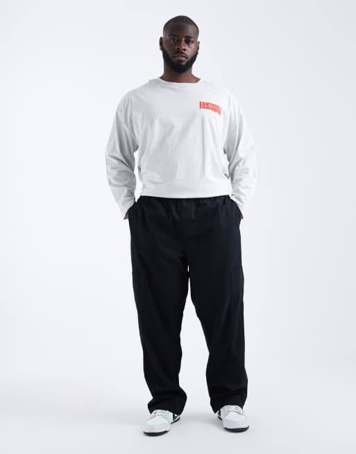 ASOS DESIGN - Baggy cargobroek met trekkoord in zwart, 2 van 5