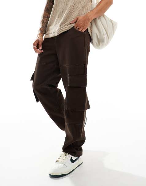 ASOS DESIGN - Baggy cargobroek van zwaar canvas in bruin - view 1