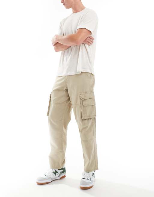 ASOS DESIGN – Baggy cargobyxor i grov twill