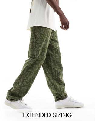 ASOS DESIGN baggy carpenter chino trouser with floral print - ASOS Price Checker