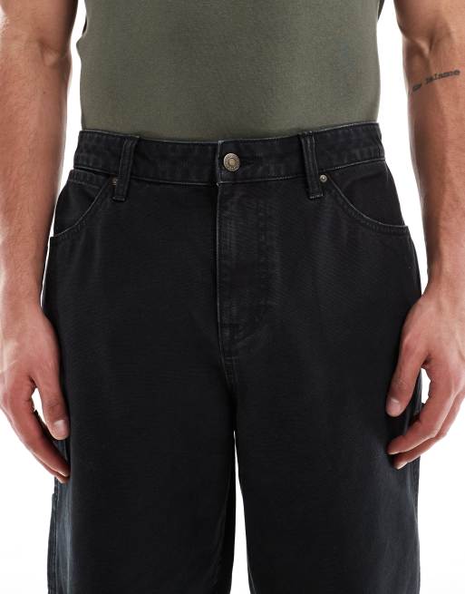 ASOS DESIGN baggy carpenter in black
