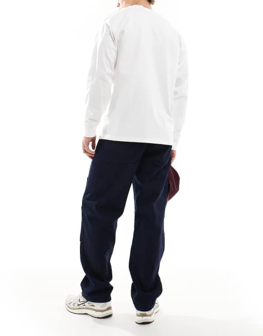 ASOS DESIGN baggy carpenter jean with front pocket detail in dark wash blue, 3 of 5