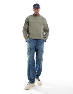 Asos Design Baggy Carpenter Jeans In Blue