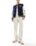 [ASOS DESIGN] ASOS DESIGN baggy cord pants with embroidered patch in stone-White W34 L32 CREAM