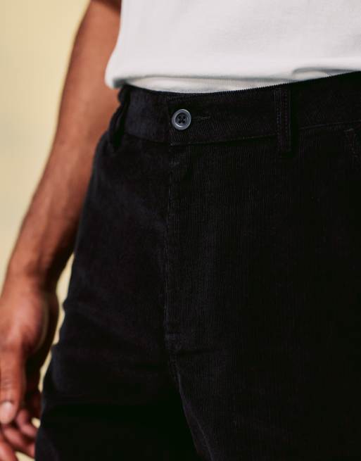ASOS DESIGN baggy cord trouser in black 