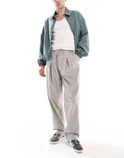 ASOS DESIGN – Baggy-Cordhose in Grau mit Bundfalten vorn - view 1