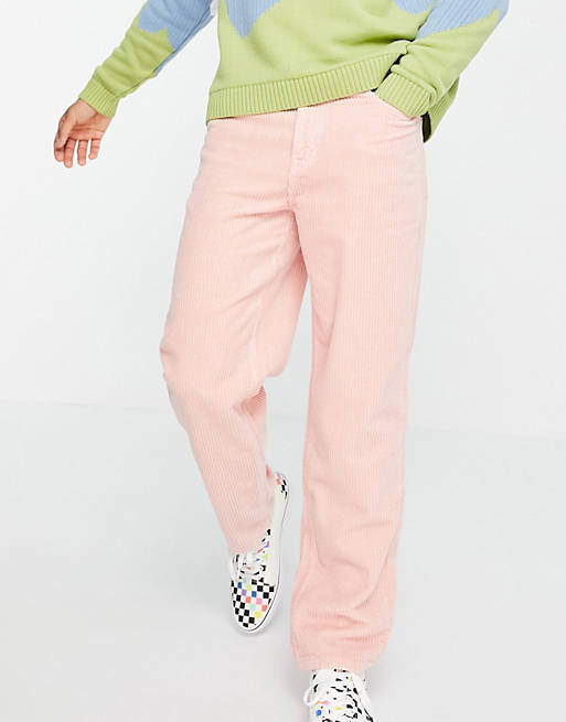 ASOS DESIGN baggy corduroy jeans in pink