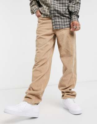 ASOS DESIGN baggy corduroy jeans in tan