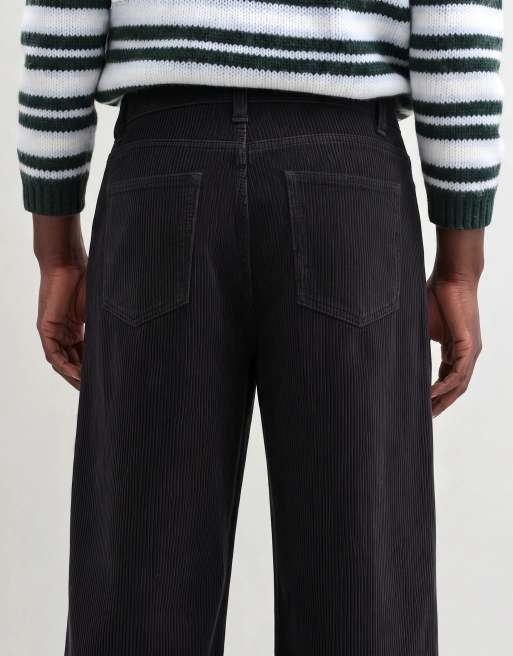 ASOS DESIGN baggy corduroy pants in charcoal, 9 of 10