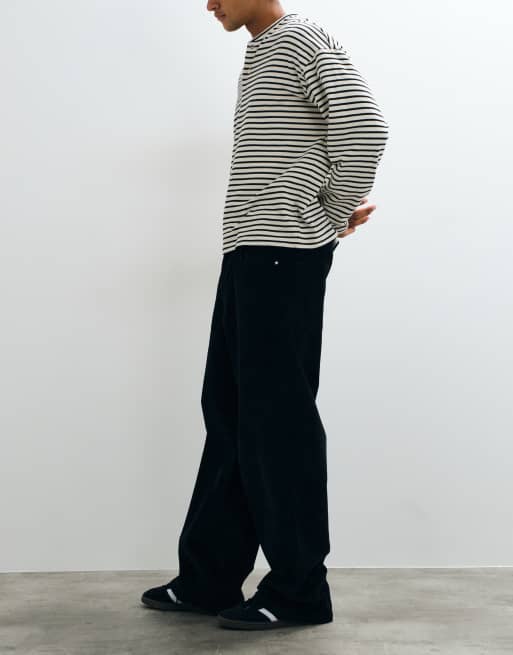 ASOS DESIGN baggy corduroy trousers in black, 3 of 10