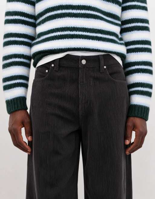 ASOS DESIGN baggy corduroy trousers in charcoal, 10 of 10