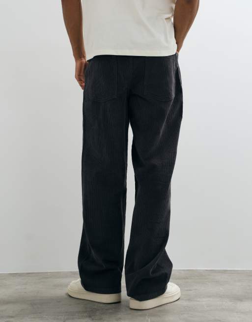 ASOS DESIGN baggy corduroy trousers in charcoal, 2 of 10