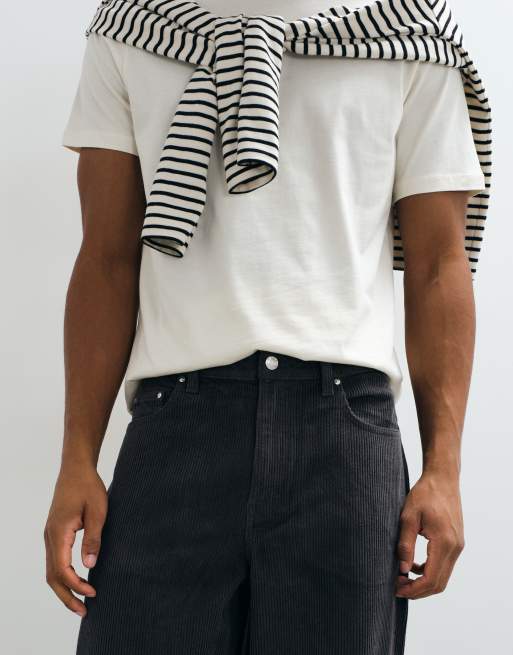 ASOS DESIGN baggy corduroy trousers in charcoal, 3 of 10