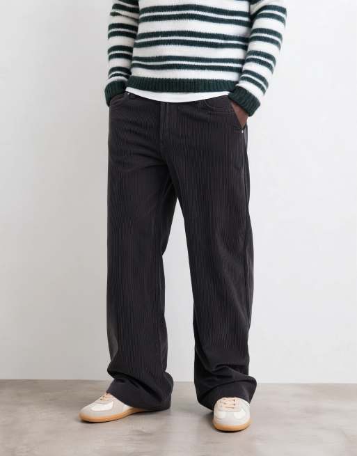 ASOS DESIGN baggy corduroy trousers in charcoal, 6 of 10