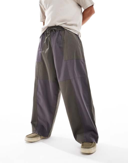 ASOS DESIGN baggy cropped balloon pants in dark khaki