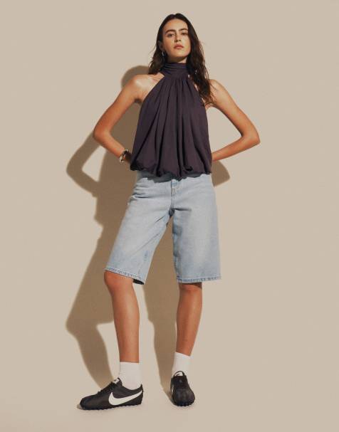 ASOS DESIGN baggy denim bermudashorts i ljusblå tvätt - view 1