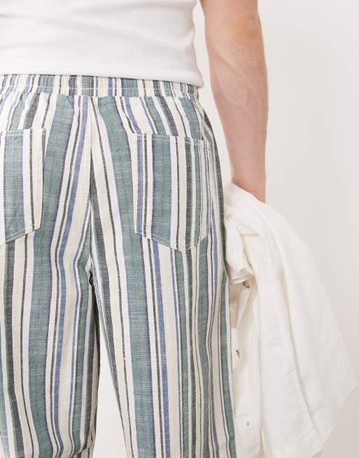 ASOS DESIGN baggy elasticized pants in stripe, 4 of 5