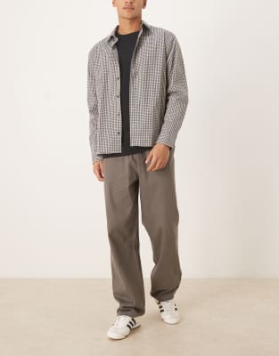 Asos Design Baggy Faux Suede Pants In Brown