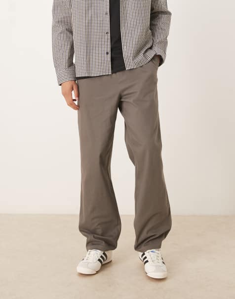 ASOS DESIGN baggy faux suede trousers in grey