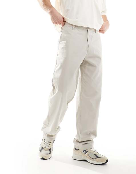 ASOS DESIGN baggy fit chinos in stone - view 1