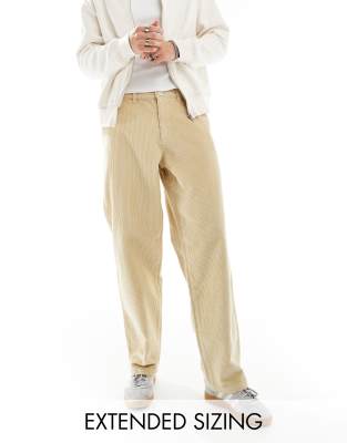 ASOS DESIGN ASOS DESIGN baggy fit cord trouser in stone-Neutral