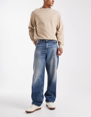 Asos Design Baggy Fit Jeans In Multi