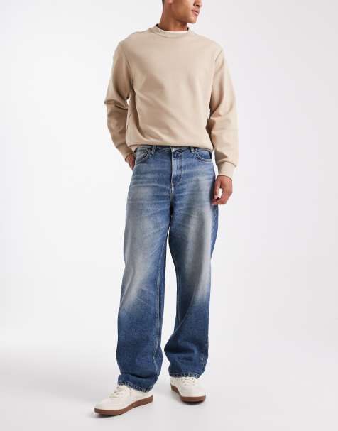 ASOS DESIGN baggy fit jeans in dark wash blue