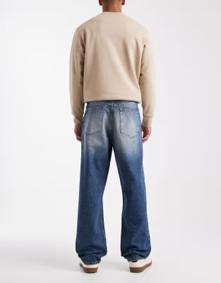 Asos Design Baggy Fit Jeans In Multi