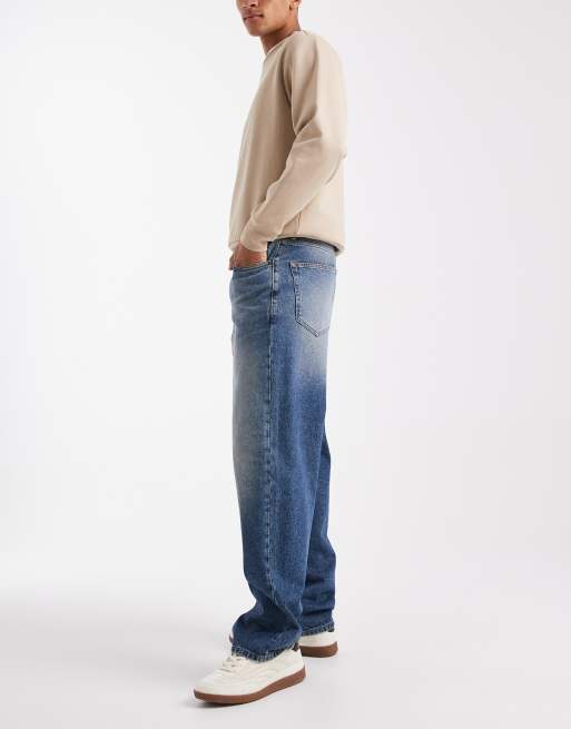 ASOS DESIGN baggy fit jeans in dark wash blue, 3 of 5