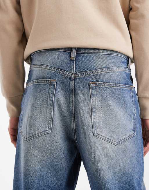 ASOS DESIGN baggy fit jeans in dark wash blue, 4 of 5