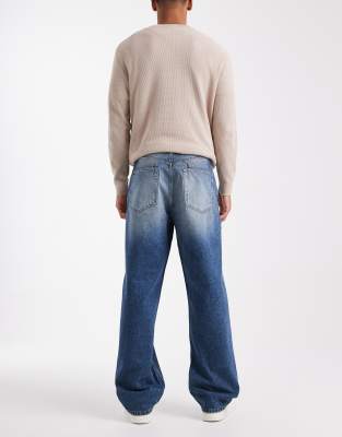 Asos Design Baggy Fit Jeans In Blue
