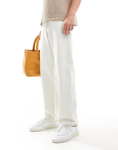 ASOS DESIGN baggy fit jeans in ecru - view 1